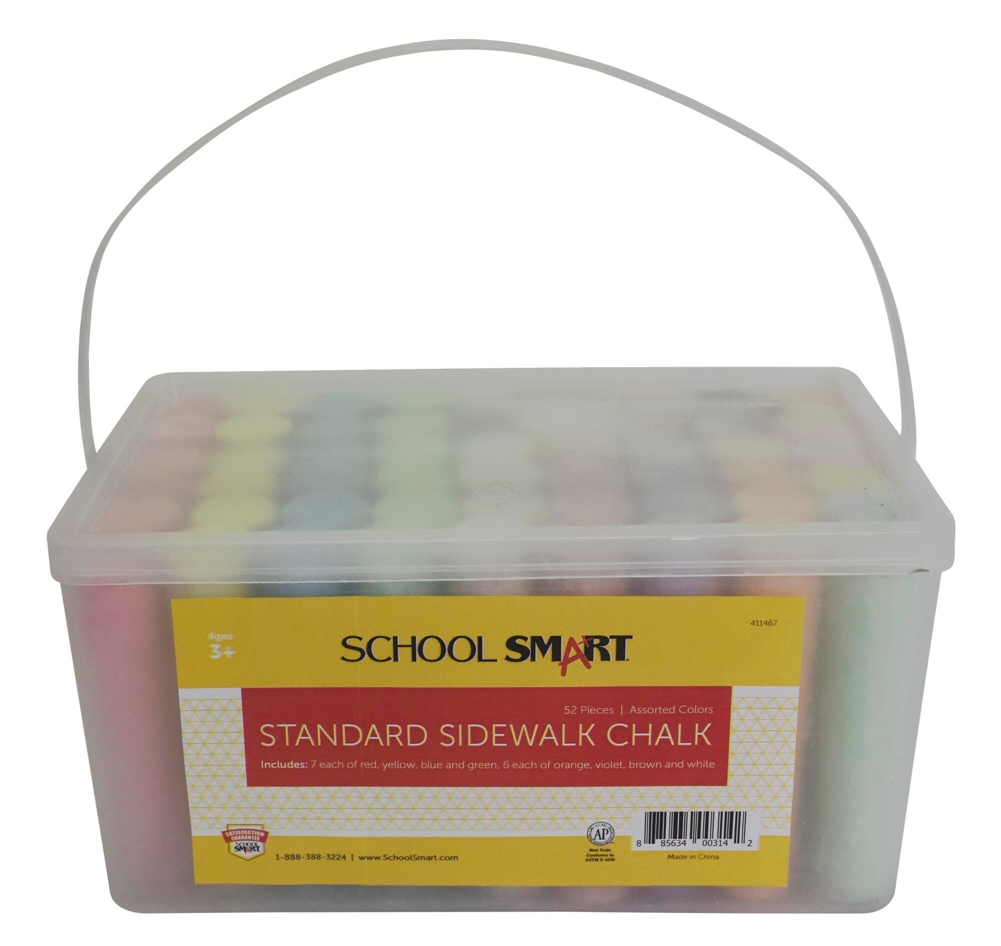 School Smart Sidewalk Chalk Tub, Assorted Colors, Pack of 52 411467